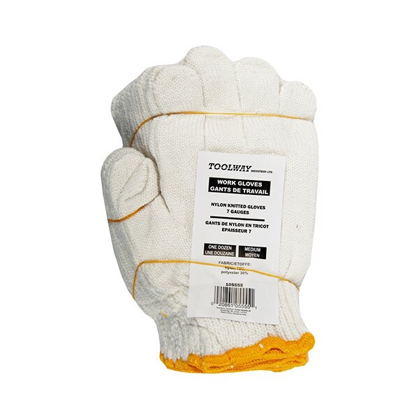 TWXpert Knitted White Nylon Gloves